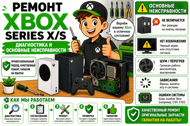 Ремонт Xbox Series X и Series S в Риге - диагностика и ремонт 