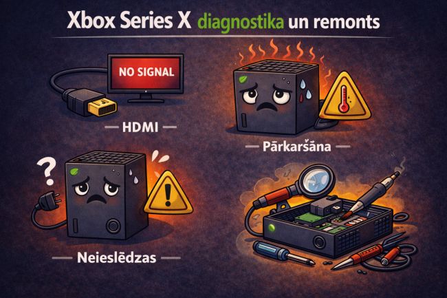 Xbox Series X un Series S remonts Rīgā - diagnostika un remonts 